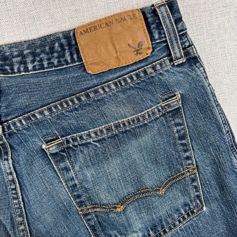 American Eagle Low Rise Boot Jeans Men 31x30 (fits 32x26 hemmed) Medium Wash Y2K